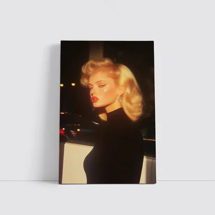 Blonde Woman Black Dress Night City