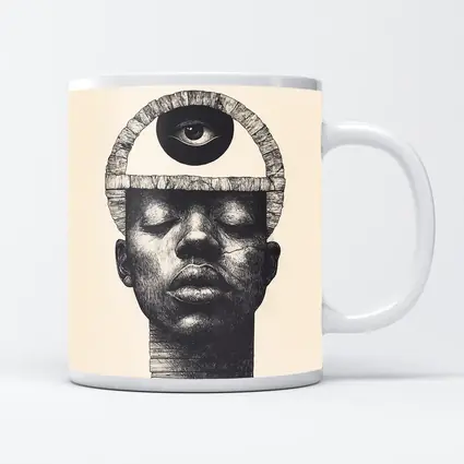 Third Eye Portrait Black White Surreal Art