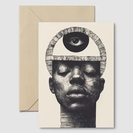 Third Eye Portrait Black White Surreal Art