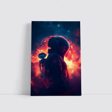 Astronaut Silhouette Red Planet Space Art
