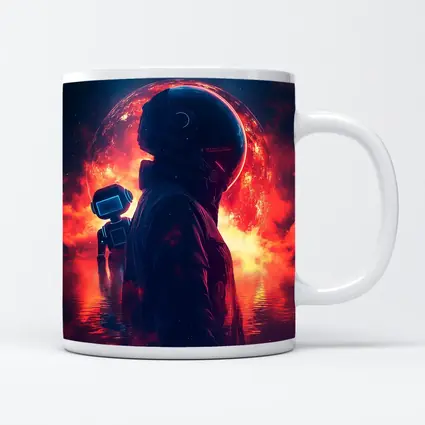 Astronaut Silhouette Red Planet Space Art