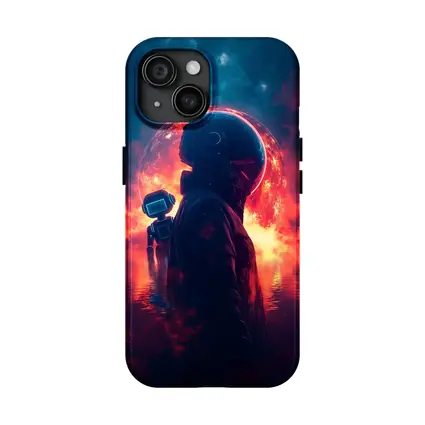 Astronaut Silhouette Red Planet Space Art