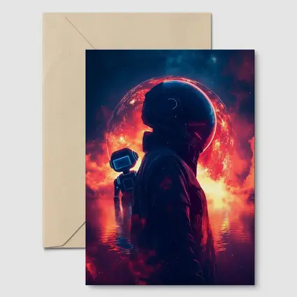 Astronaut Silhouette Red Planet Space Art
