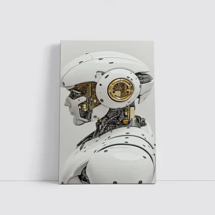 White Gold Robot Head Profile Side View