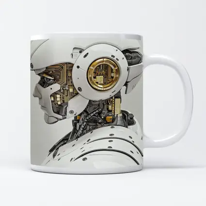 White Gold Robot Head Profile Side View