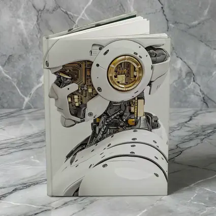 White Gold Robot Head Profile Side View