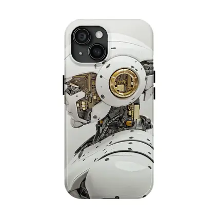 White Gold Robot Head Profile Side View