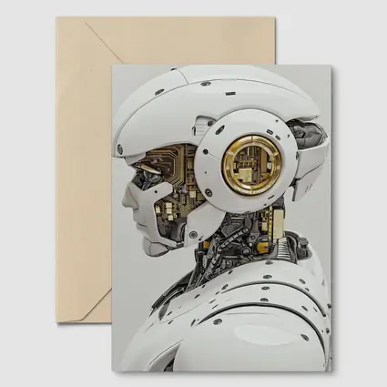 White Gold Robot Head Profile Side View
