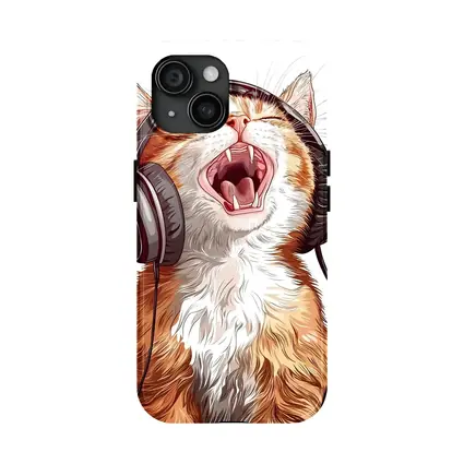 Orange Tabby Cat Singing With Headphones