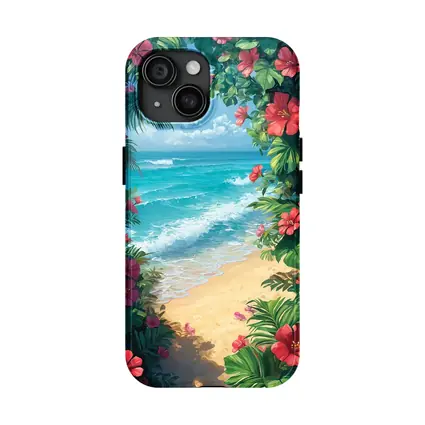 Tropical Beach Hibiscus Flowers Ocean View