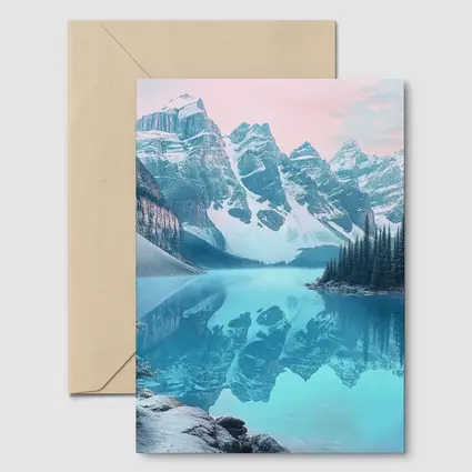 Snowy Mountain Lake Turquoise Reflection Forest