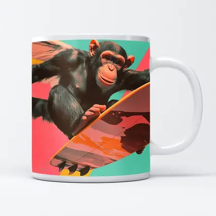 Surfing Chimpanzee Pop Art Colorful Background