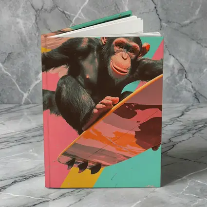 Surfing Chimpanzee Pop Art Colorful Background
