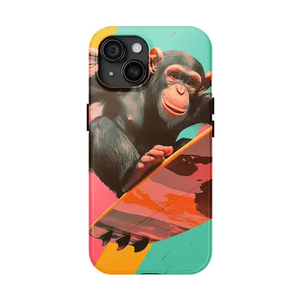 Surfing Chimpanzee Pop Art Colorful Background