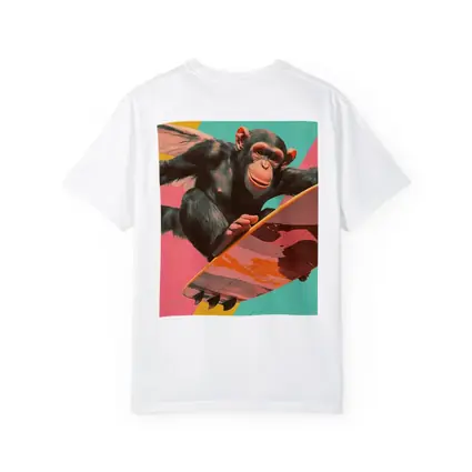 Surfing Chimpanzee Pop Art Colorful Background