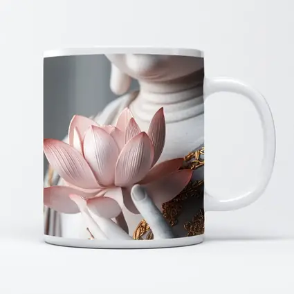 Guanyin Statue Holding Pink Lotus Flower