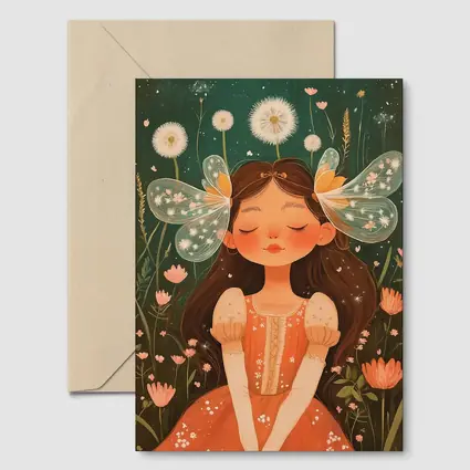 Fairy Girl Sitting In Flower Garden