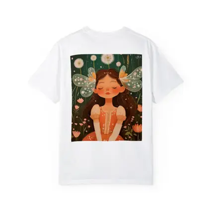 Fairy Girl Sitting In Flower Garden