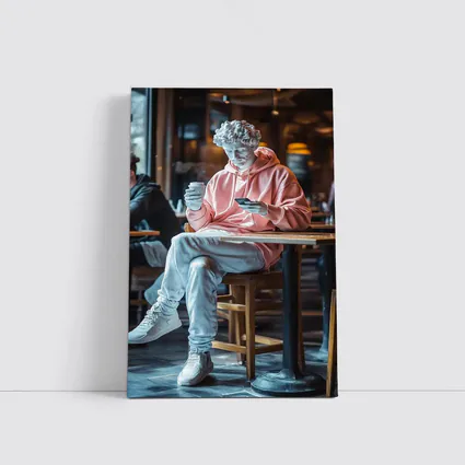 Greek Statue Streetwear Pink Hoodie Cafe