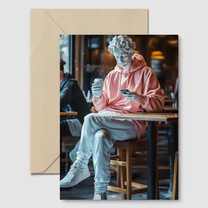 Greek Statue Streetwear Pink Hoodie Cafe