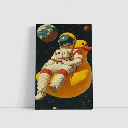 Astronaut Floating On Rubber Duck Space