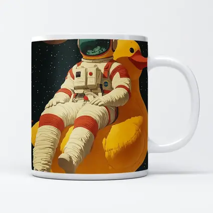Astronaut Floating On Rubber Duck Space