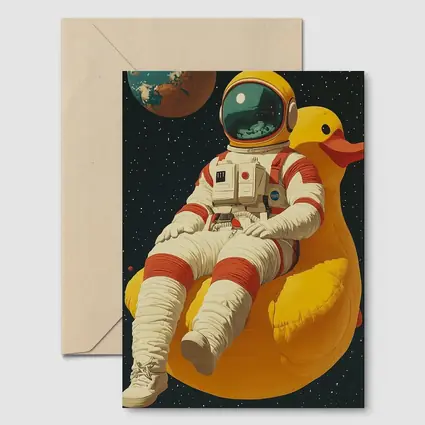Astronaut Floating On Rubber Duck Space