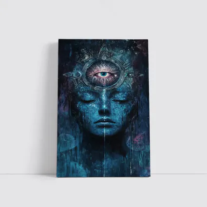 Third Eye Mystic Face Blue Dark Art