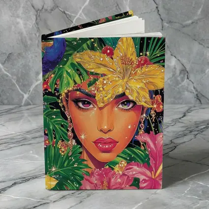 Tropical Woman Portrait With Peacock Floral