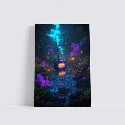 Glowing Retro TV Neon Fantasy Forest