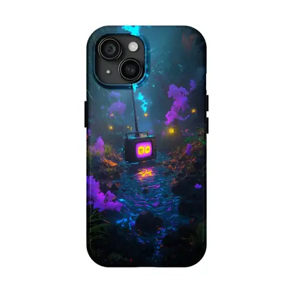 Glowing Retro TV Neon Fantasy Forest