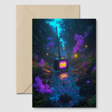 Glowing Retro TV Neon Fantasy Forest