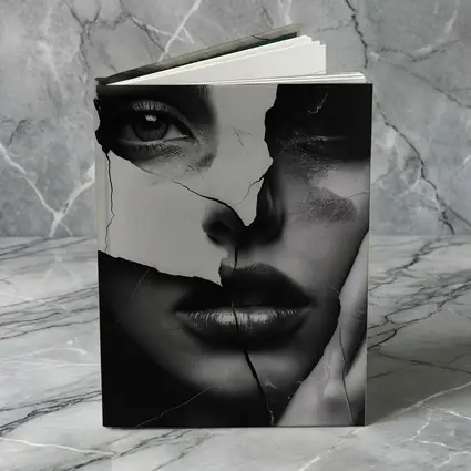 Broken Woman Face Black White Collage Art