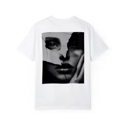Broken Woman Face Black White Collage Art