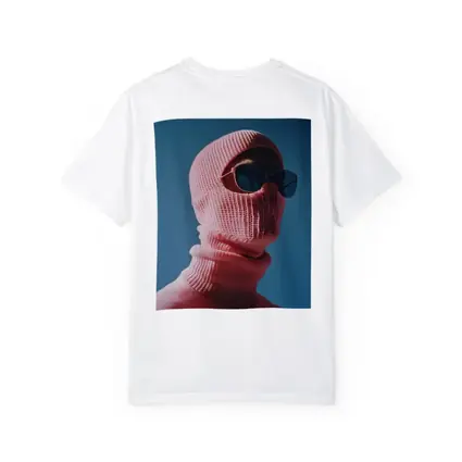 Pink Balaclava Sunglasses Blue Sky Background
