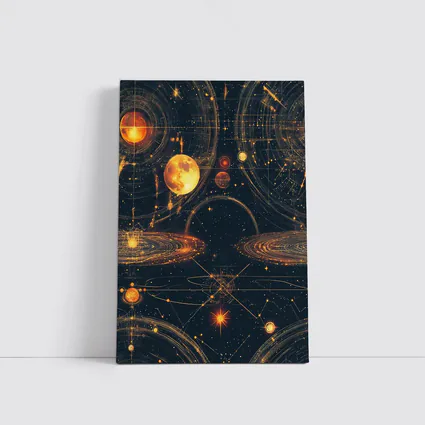Solar System Planets Golden Space Art