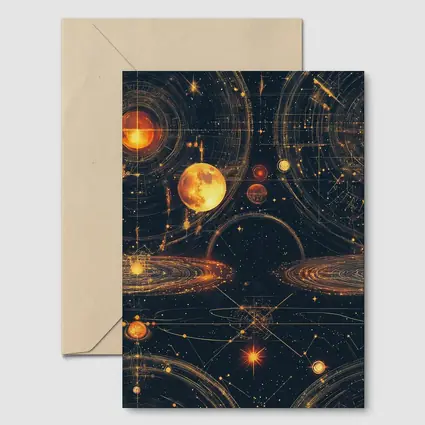 Solar System Planets Golden Space Art