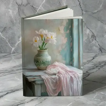White Iris Flowers Vase Soft Pastel Still Life