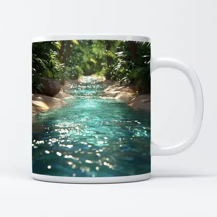 Tropical Stream Through Lush Palm Forest