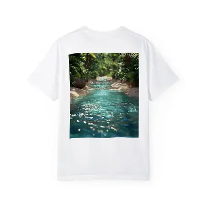 Tropical Stream Through Lush Palm Forest