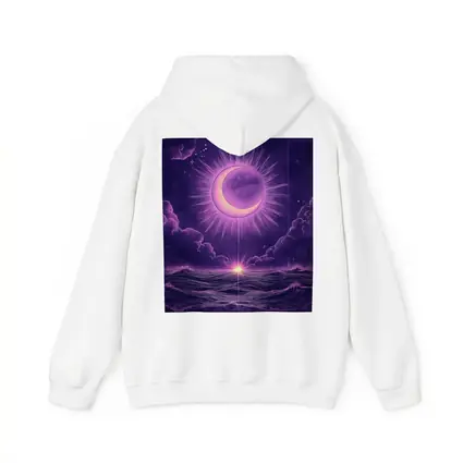 Crescent Moon Over Purple Ocean Night Sky