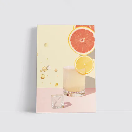 Citrus Cocktail Glass Pink Pastel Background