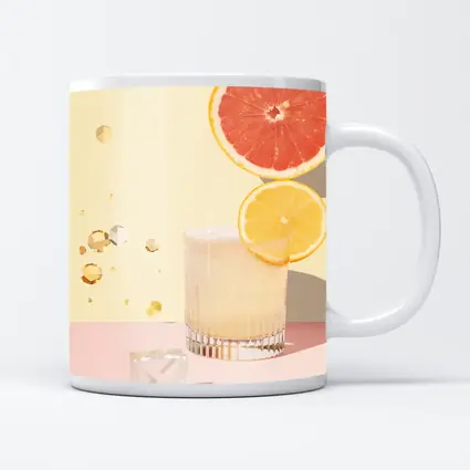 Citrus Cocktail Glass Pink Pastel Background