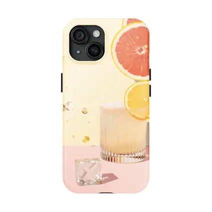 Citrus Cocktail Glass Pink Pastel Background