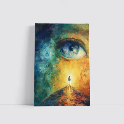 Giant Eye Human Silhouette Surreal Oil Painting
