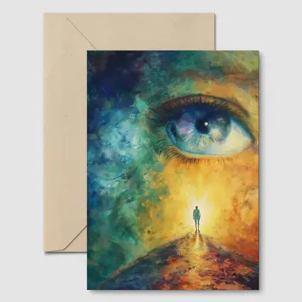Giant Eye Human Silhouette Surreal Oil Painting