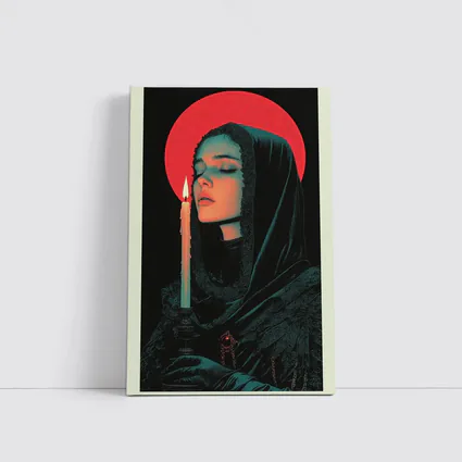 Dark Gothic Woman Candle Red Halo