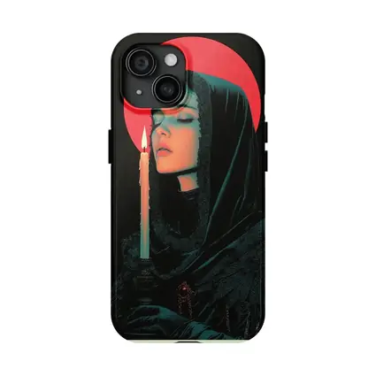 Dark Gothic Woman Candle Red Halo