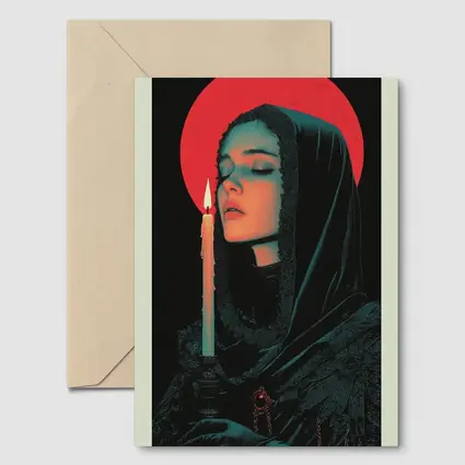 Dark Gothic Woman Candle Red Halo