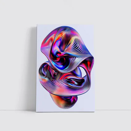 Iridescent Abstract Fluid Sculpture On Gray